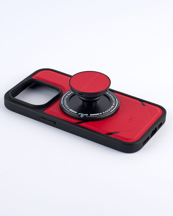 Чехол экокожа MagSafe DC + magsafe PopSocket для iPhone 13 Pro красный