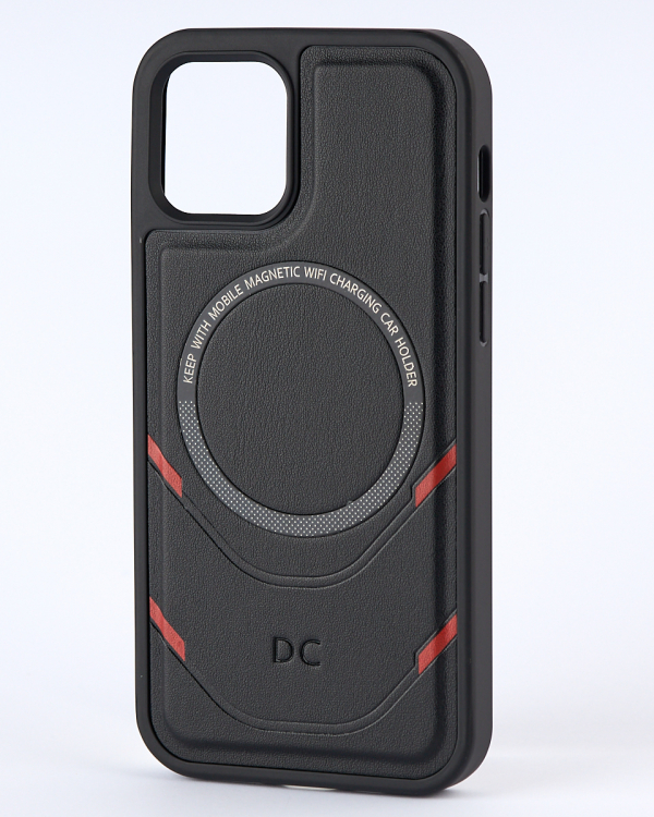 Чехол экокожа DC + PopSocket с поддержкой MagSafe для iPhone 12 / iPhone 12 Pro черный