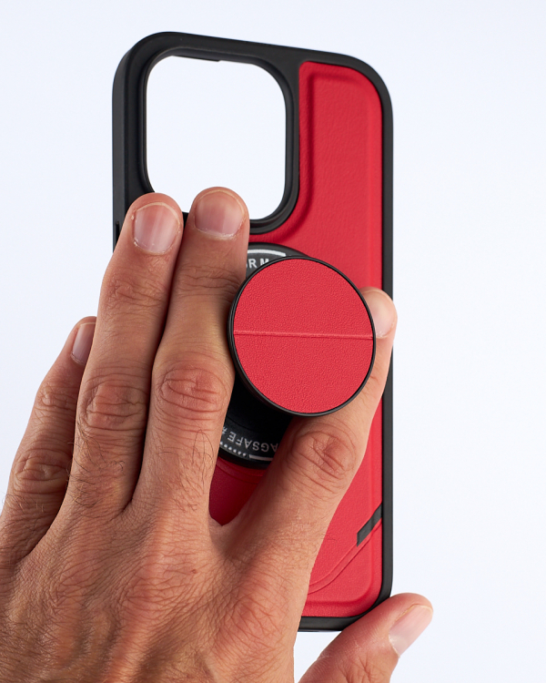 Чехол экокожа DC + PopSocket с поддержкой MagSafe для iPhone 13 Pro Max красный