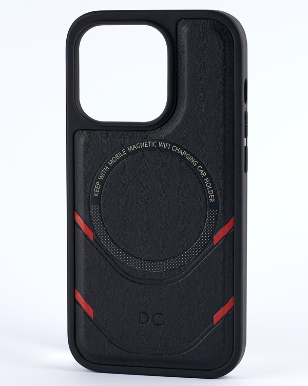 Чехол экокожа DC + PopSocket с поддержкой MagSafe для iPhone 13 Pro Max черный