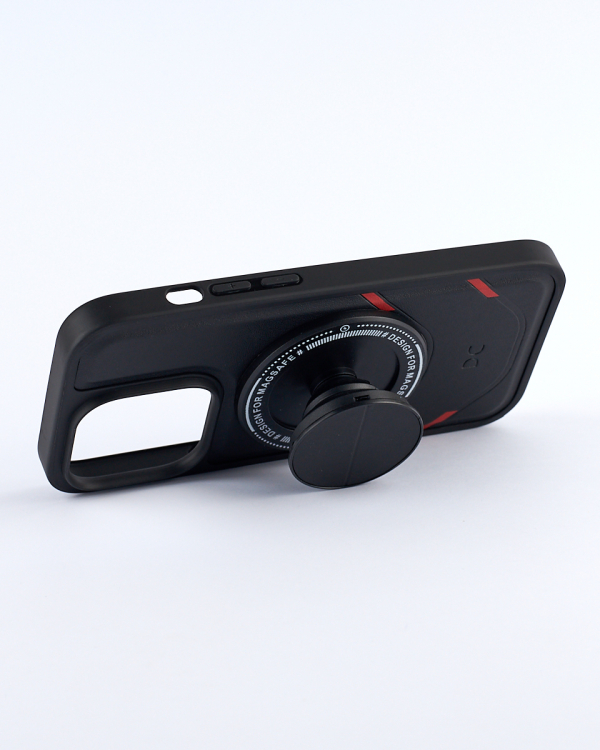 Чехол экокожа DC + PopSocket с поддержкой MagSafe для iPhone 13 Pro Max черный