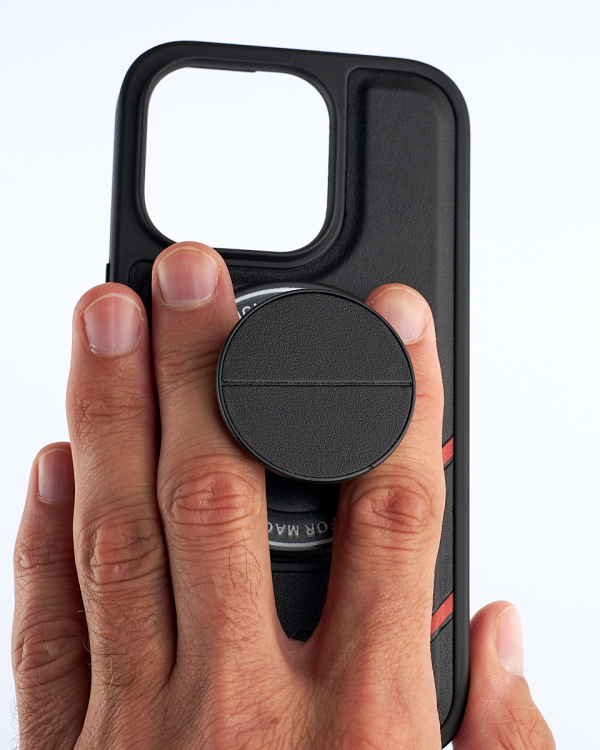 Чехол экокожа DC + PopSocket с поддержкой MagSafe для iPhone 13 Pro Max черный