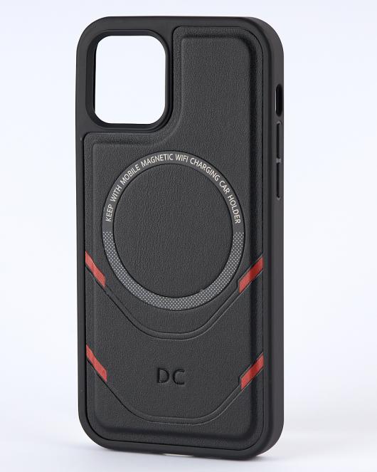 Чехол экокожа MagSafe DC + magsafe PopSocket для iPhone 14 черный