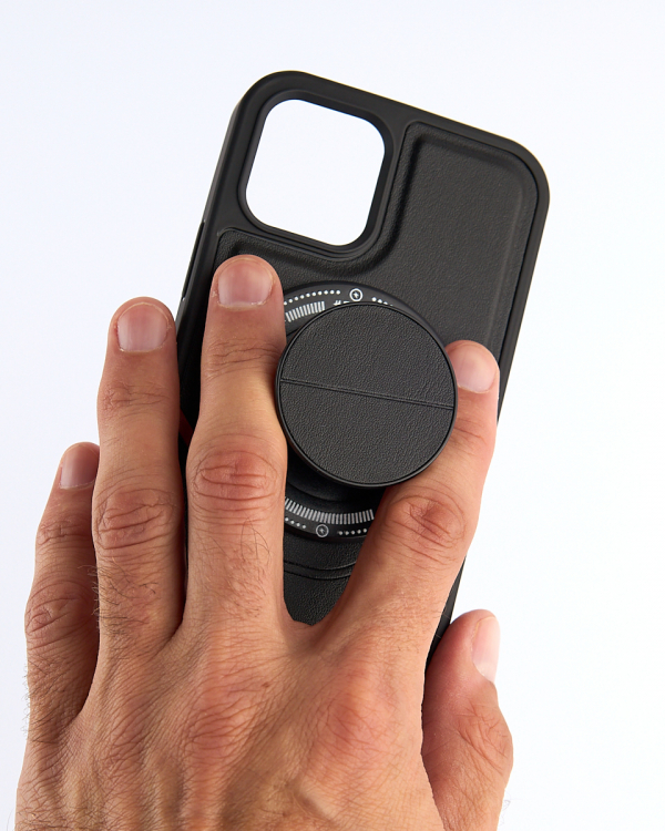 Чехол экокожа DC + PopSocket с поддержкой MagSafe для iPhone 14 черный