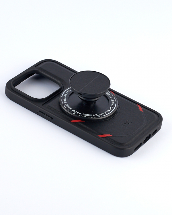 Чехол экокожа MagSafe DC + magsafe PopSocket для iPhone 14 Pro черный