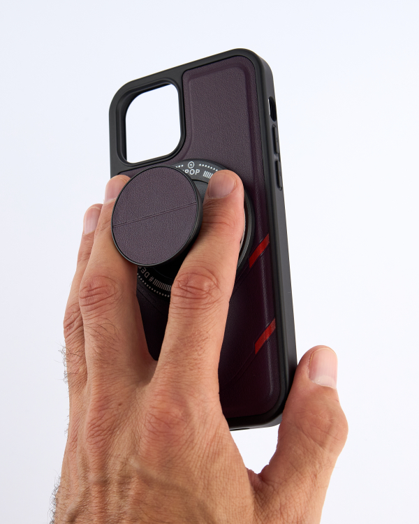 Чехол экокожа DC + PopSocket с поддержкой MagSafe для iPhone 12 Pro Max темно-фиолетовый