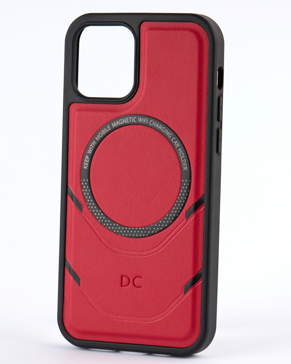 Чехол экокожа DC + PopSocket с поддержкой MagSafe для iPhone 12 / iPhone 12 Pro красный