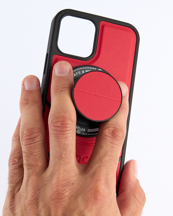 Чехол экокожа DC + PopSocket с поддержкой MagSafe для iPhone 12 Pro Max красный