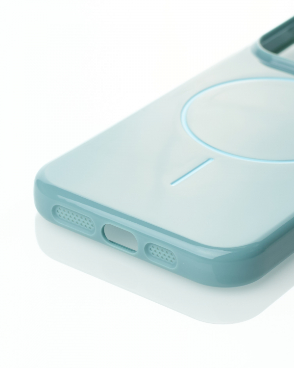 Силиконовый чехол Slim Ring Glamour с поддержкой MagSafe для iPhone 13 Pro wave blue