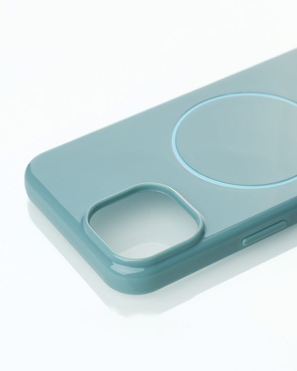 Силиконовый чехол Slim Ring Glamour с поддержкой MagSafe для iPhone 12/12 Pro wave blue