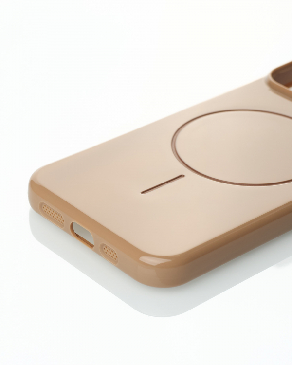 Силиконовый чехол Slim Ring Glamour с поддержкой MagSafe для iPhone 12/12 Pro desert titanium