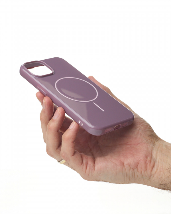 Силиконовый чехол Slim Ring Glamour с поддержкой MagSafe для iPhone 13/14 deep purple