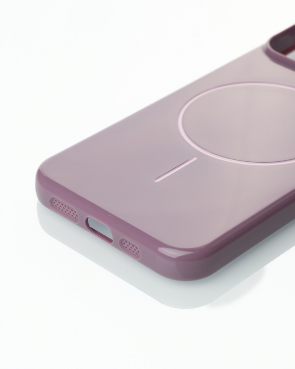 Силиконовый чехол Slim Ring Glamour с поддержкой MagSafe для iPhone 13/14 deep purple