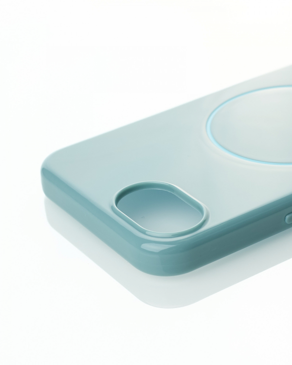 Силиконовый чехол Slim Ring Glamour с поддержкой MagSafe для iPhone 16E wave blue