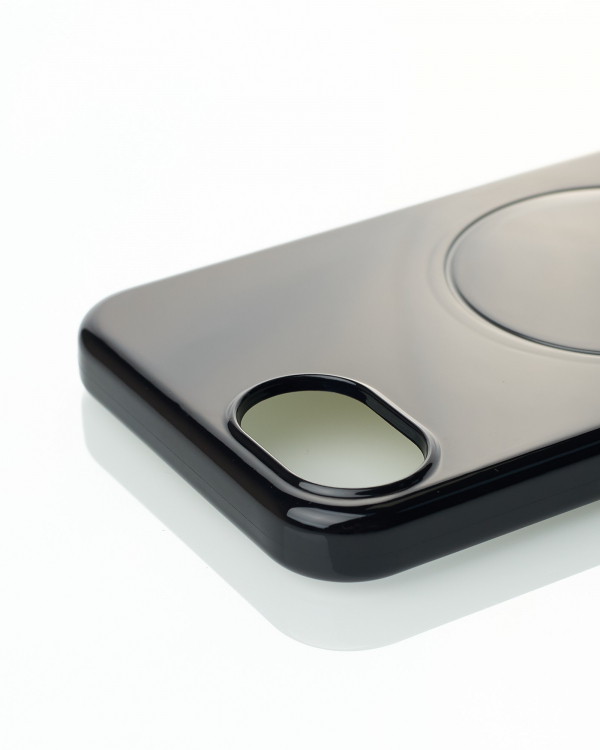 Силиконовый чехол Slim Ring Glamour с поддержкой MagSafe для iPhone 16E black