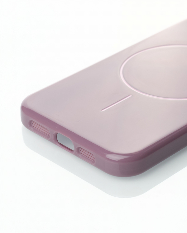 Силиконовый чехол Slim Ring Glamour с поддержкой MagSafe для iPhone 16E deep purple