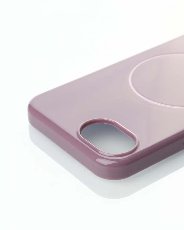 Силиконовый чехол Slim Ring Glamour с поддержкой MagSafe для iPhone 16E deep purple