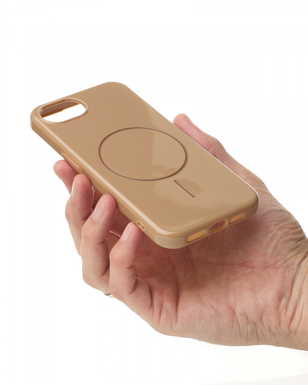 Силиконовый чехол Slim Ring Glamour с поддержкой MagSafe для iPhone 16E desert titanium