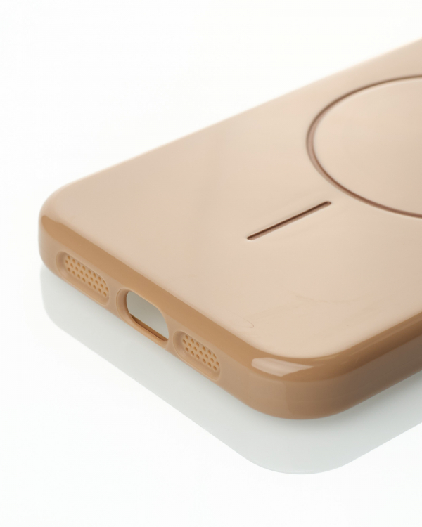 Силиконовый чехол Slim Ring Glamour с поддержкой MagSafe для iPhone 16E desert titanium