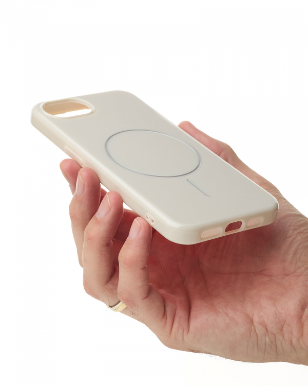 Силиконовый чехол Slim Ring Glamour с поддержкой MagSafe для iPhone 16E natural titanium