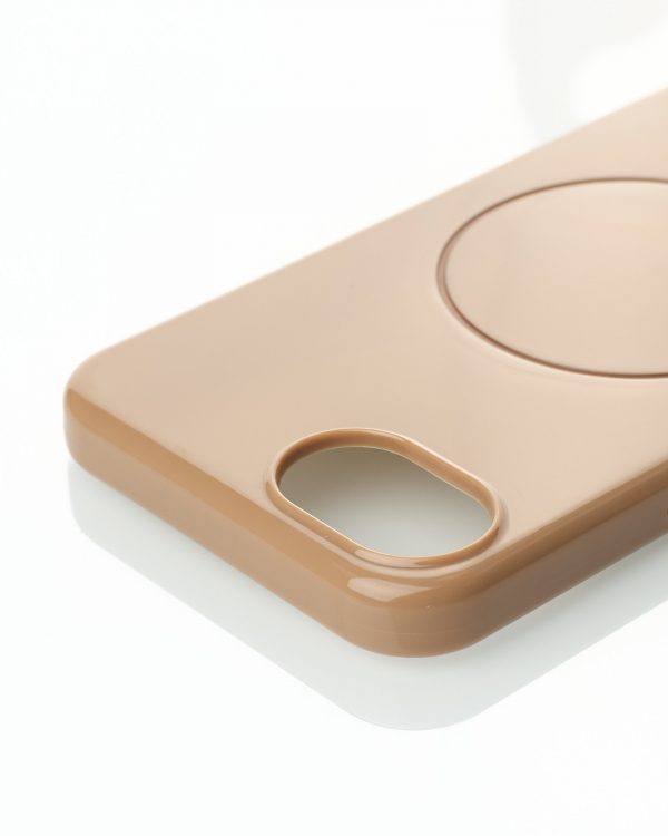 Силиконовый чехол Slim Ring Glamour с поддержкой MagSafe для iPhone 16E desert titanium