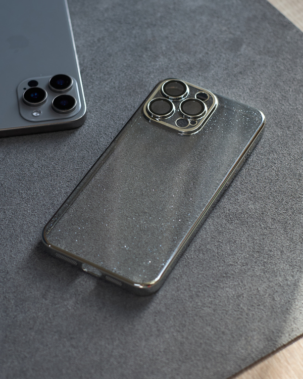 Пластиковый чехол GLITTER для iPhone 13 Pro серебряный
