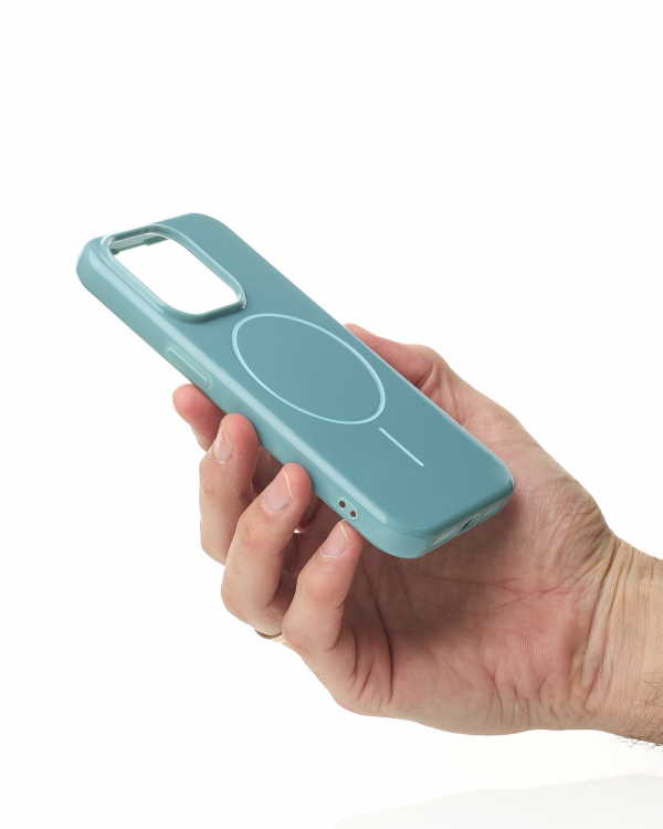 Силиконовый чехол Slim Ring Glamour с поддержкой MagSafe для iPhone 14 Pro wave blue