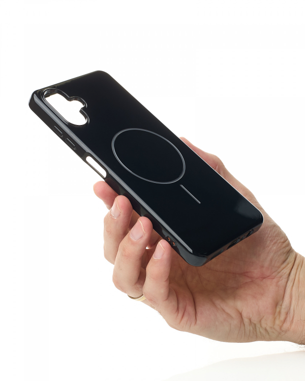 Силиконовый чехол Slim Ring Glamour с поддержкой MagSafe для Samsung A06 black