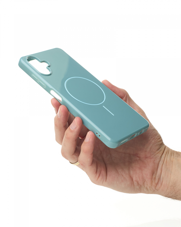 Силиконовый чехол Slim Ring Glamour с поддержкой MagSafe для Samsung A06 wave blue