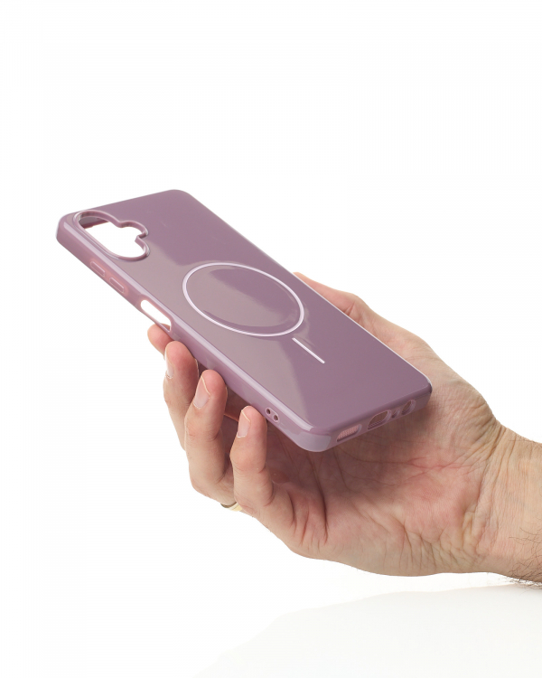 Силиконовый чехол Slim Ring Glamour с поддержкой MagSafe для Samsung A06 deep purple