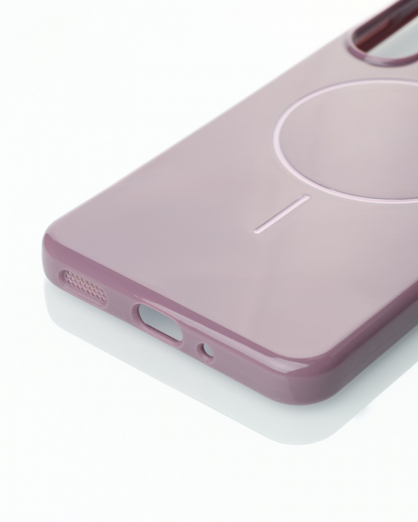 Силиконовый чехол Slim Ring Glamour с поддержкой MagSafe для Samsung A16 deep purple