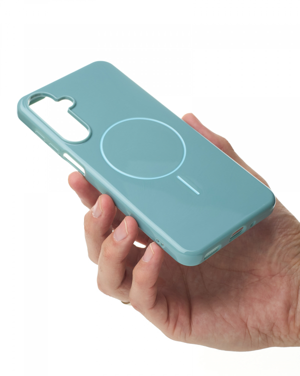 Силиконовый чехол Slim Ring Glamour с поддержкой MagSafe для Samsung A16 wave blue