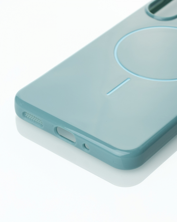 Силиконовый чехол Slim Ring Glamour с поддержкой MagSafe для Samsung A16 wave blue