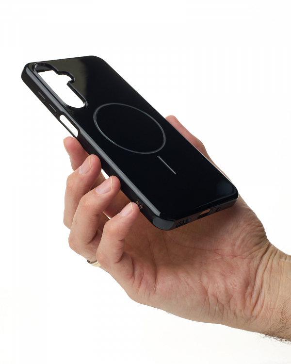 Силиконовый чехол Slim Ring Glamour с поддержкой MagSafe для Samsung A16 black