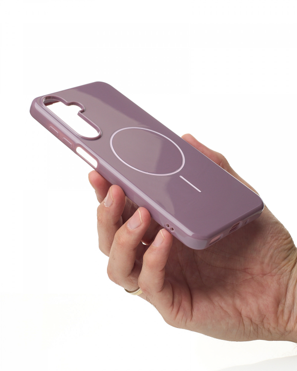 Силиконовый чехол Slim Ring Glamour с поддержкой MagSafe для Samsung A16 deep purple