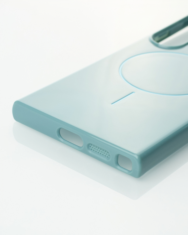 Силиконовый чехол Slim Ring Glamour с поддержкой MagSafe для Samsung S22 Ultra wave blue