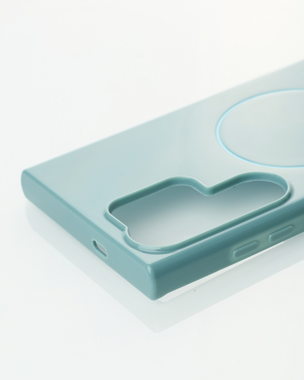 Силиконовый чехол Slim Ring Glamour с поддержкой MagSafe для Samsung S22 Ultra wave blue