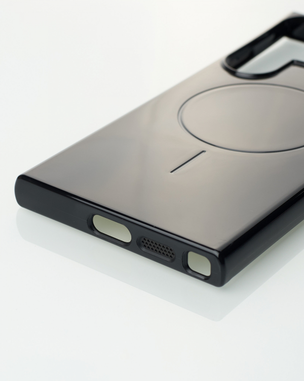 Силиконовый чехол Slim Ring Glamour с поддержкой MagSafe для Samsung S22 Ultra black