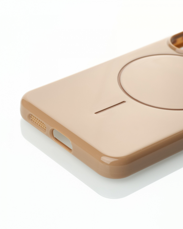 Силиконовый чехол Slim Ring Glamour с поддержкой MagSafe для Samsung S24 FE desert titanium