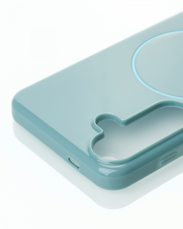 Силиконовый чехол Slim Ring Glamour с поддержкой MagSafe для Samsung S24 FE wave blue