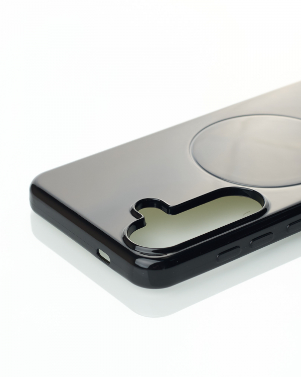 Силиконовый чехол Slim Ring Glamour с поддержкой MagSafe для Samsung S24 FE black