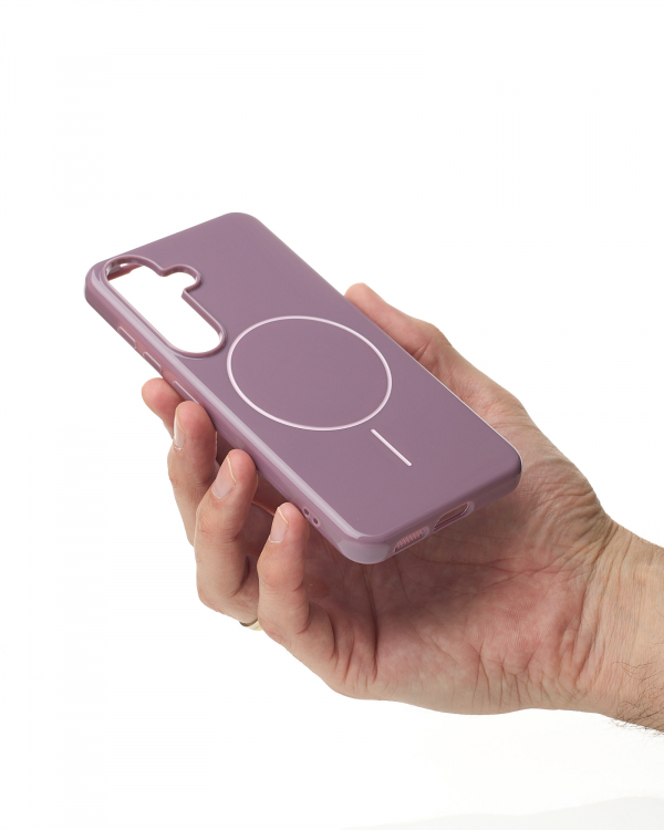 Силиконовый чехол Slim Ring Glamour с поддержкой MagSafe для Samsung S24 FE deep purple