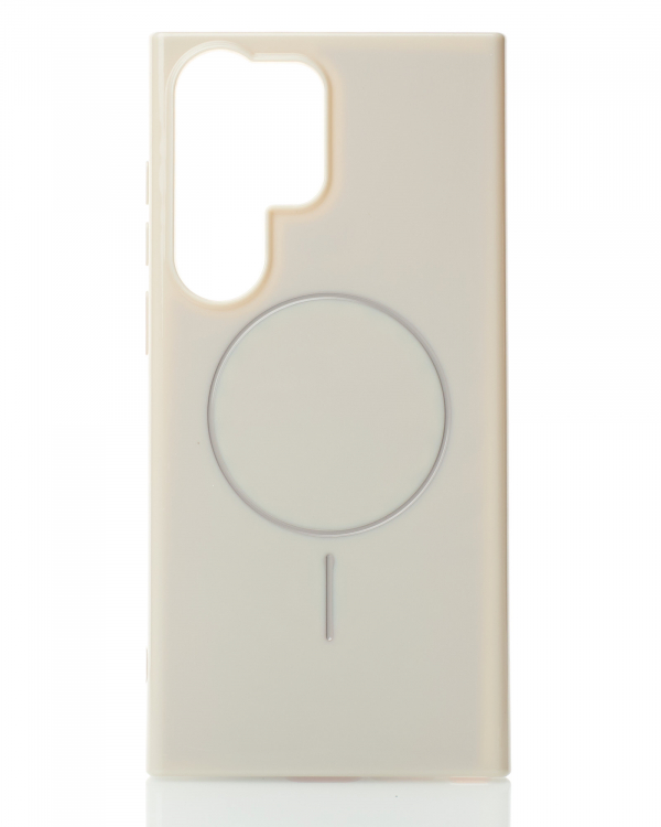 Силиконовый чехол Slim Ring Glamour с поддержкой MagSafe для Samsung S24 Ultra natural titanium