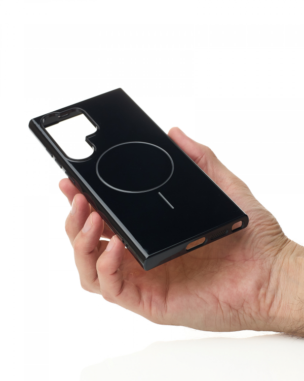 Силиконовый чехол Slim Ring Glamour с поддержкой MagSafe для Samsung S24 Ultra black