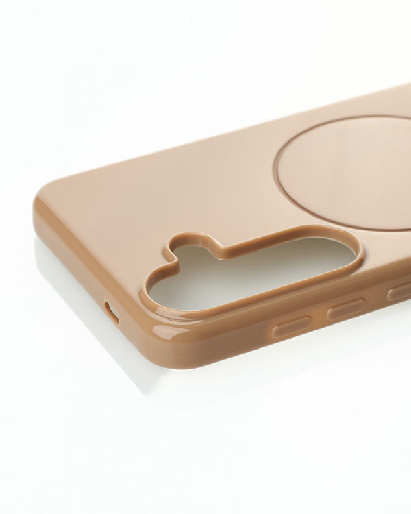 Силиконовый чехол Slim Ring Glamour с поддержкой MagSafe для Samsung S25 desert titanium