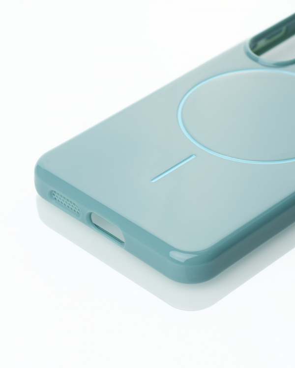 Силиконовый чехол Slim Ring Glamour с поддержкой MagSafe для Samsung S25 wave blue