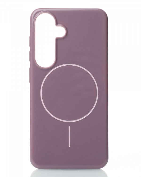 Силиконовый чехол Slim Ring Glamour с поддержкой MagSafe для Samsung S25 deep purple