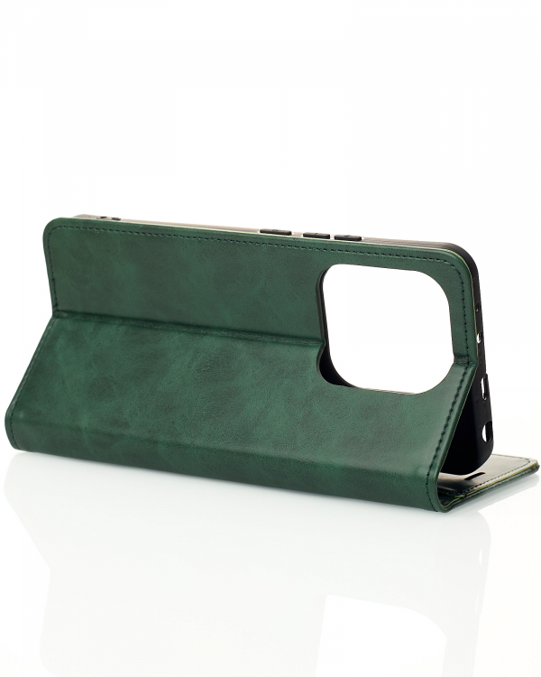 чехол-книга DC ELEGANT для Xiaomi Redmi Note 14 4G (163 mm) темно-зеленый