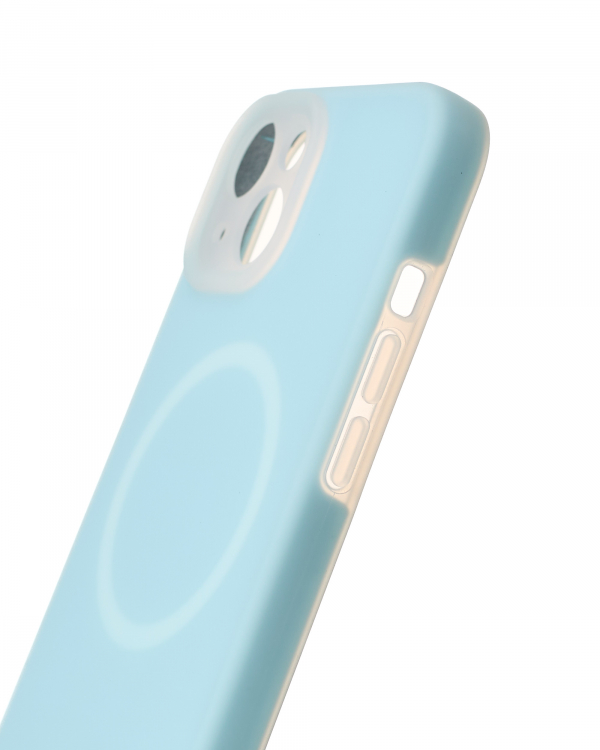 Чехол Liquid Silicone Full с поддержкой MagSafe для iPhone 14 blue fog