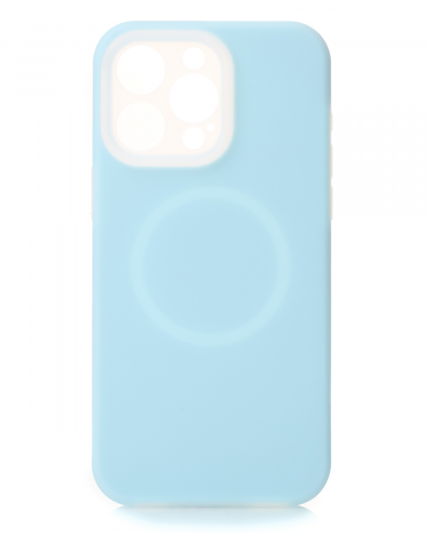 Чехол Liquid Silicone Full с поддержкой MagSafe для iPhone 14 Pro blue fog